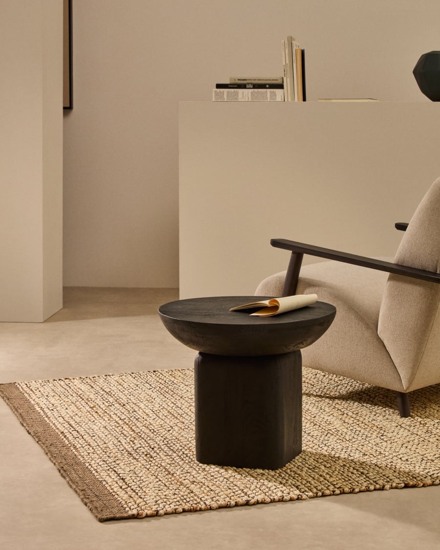 Ovak side table in solid acacia wood with black finish FSC 100% Ø50cm