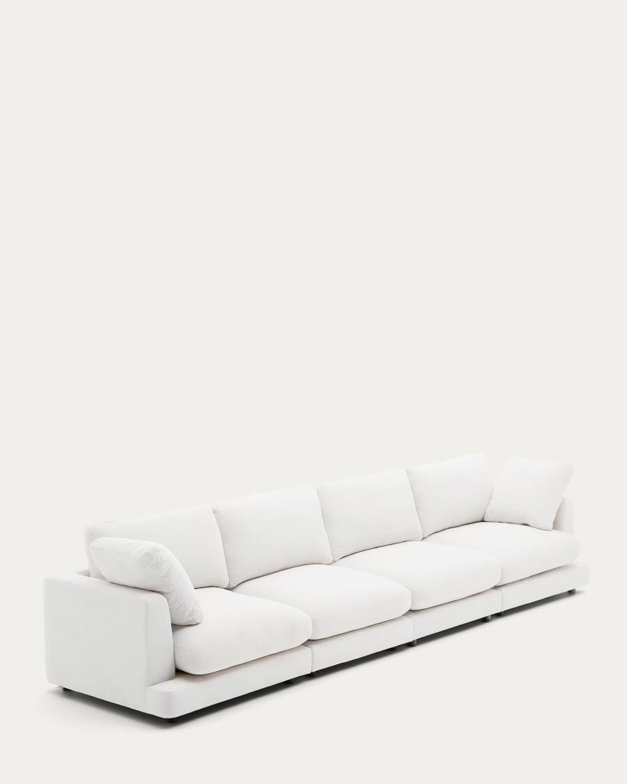 Gala 6 seater sofa in white, 390 cm