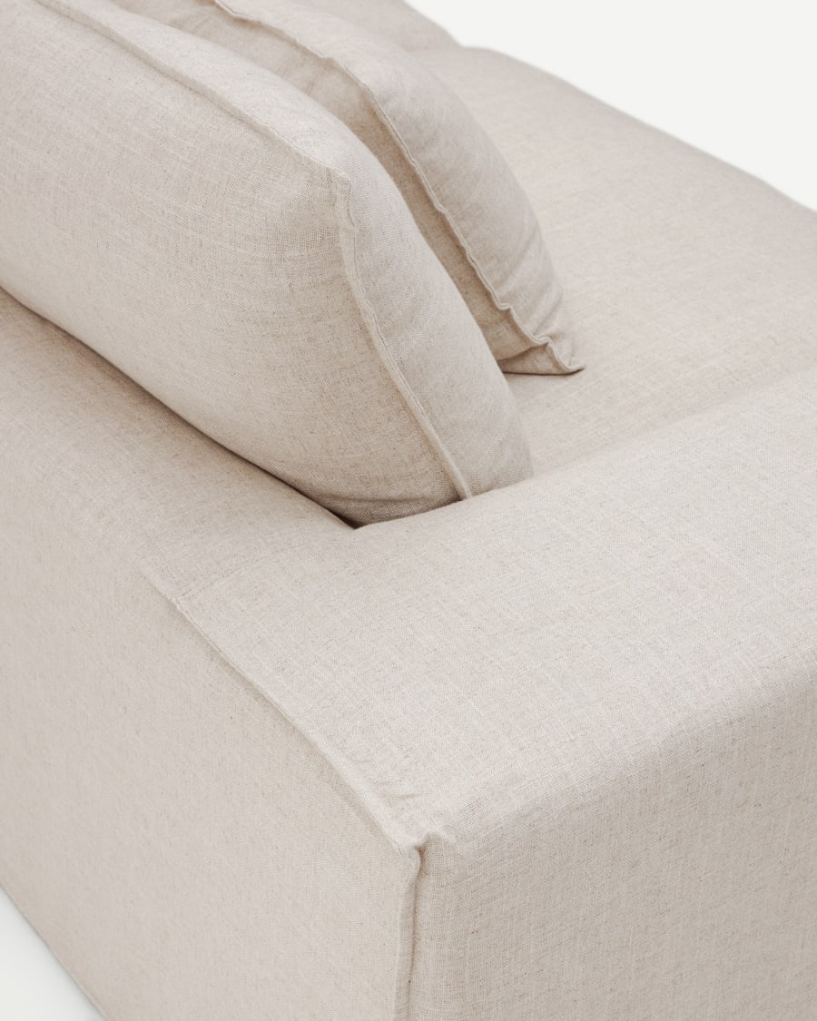 2-Sitzer Sofa Anarela mit abnehmbarem Bezug und beigen Leinenkissen 240 cm