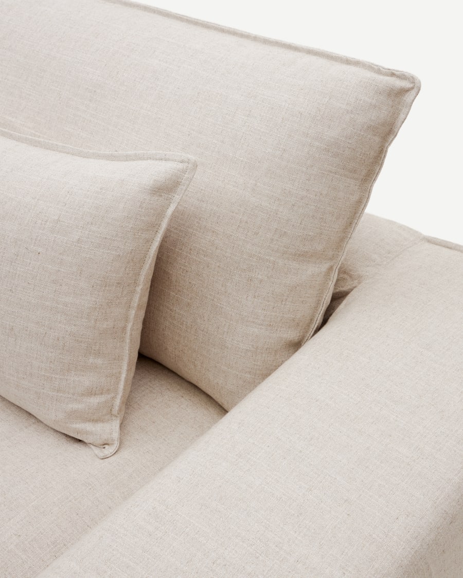 2-Sitzer Sofa Anarela mit abnehmbarem Bezug und beigen Leinenkissen 240 cm