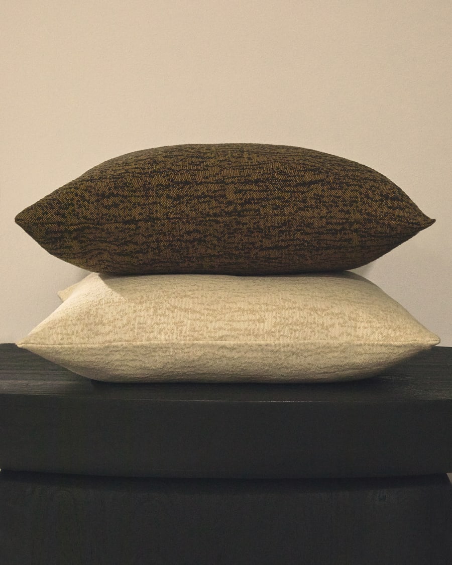 Housse de coussin Melien en jacquard à pois vert 50 x 50 cm