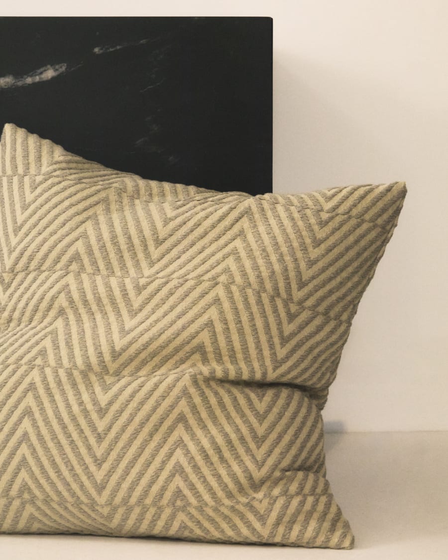 Housse de coussin Lunver en jacquard chevron écru 50 x 50 cm