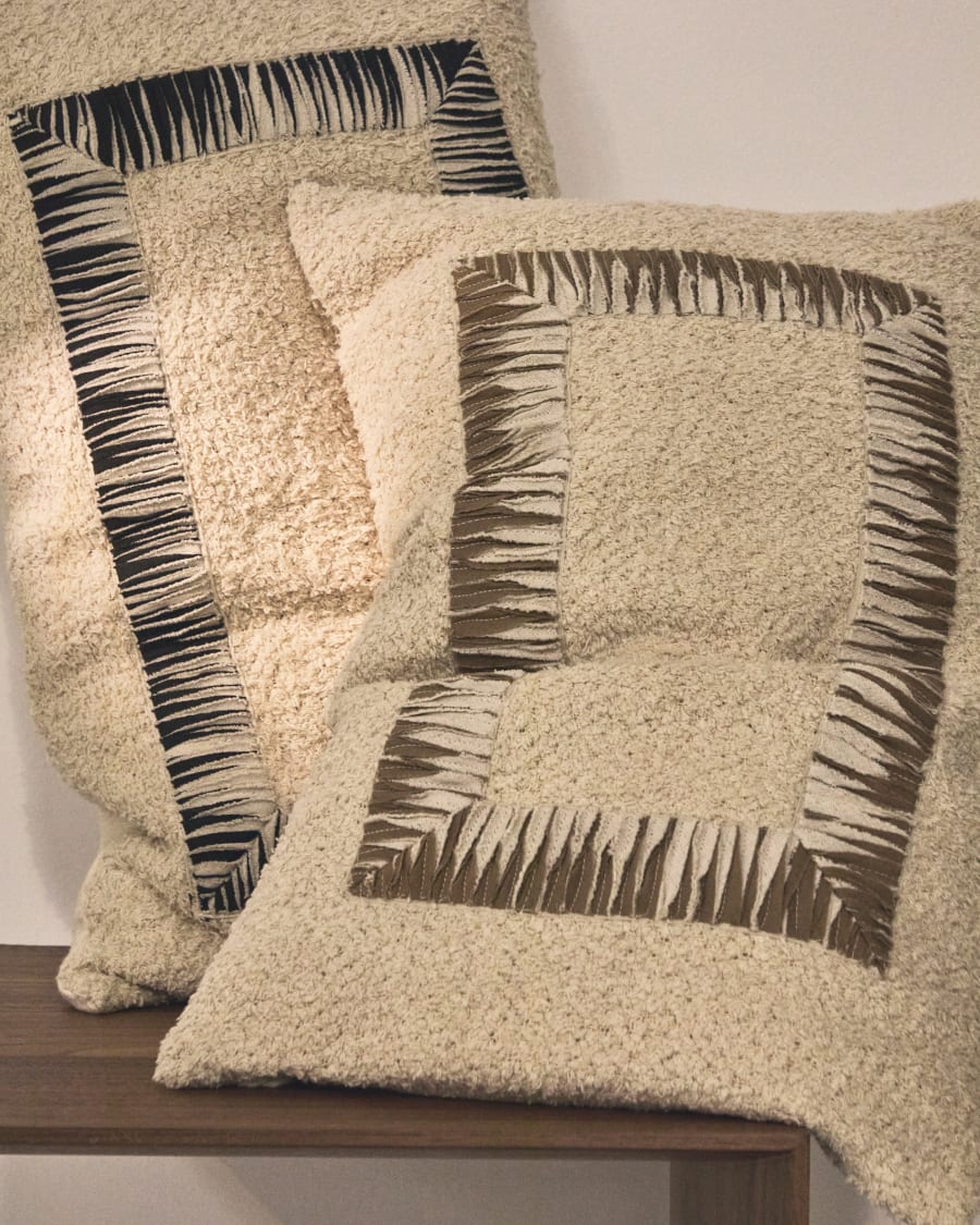 Housse de coussin Enari en coton beige et noir 50 x 30 cm
