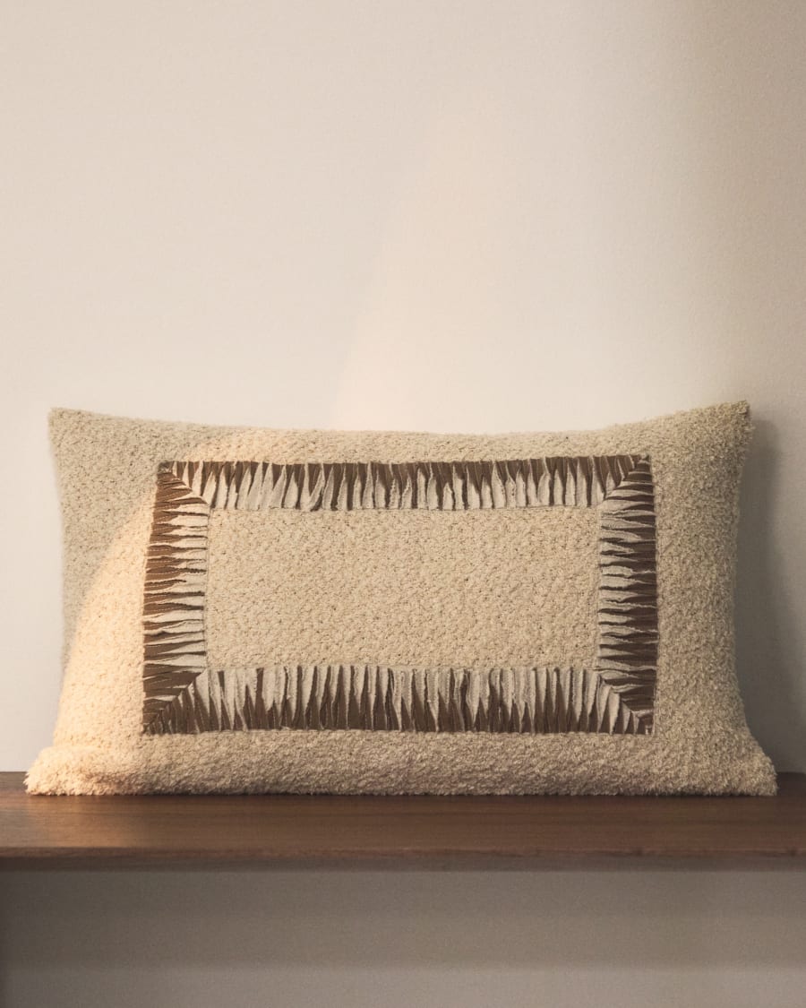 Housse de coussin Enari en coton beige et marron 50 x 30 cm