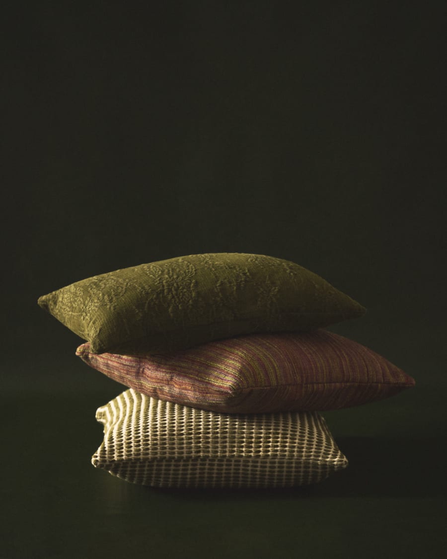 Housse de coussin Erelia 100 % coton jacquard vert 45 x 45 cm