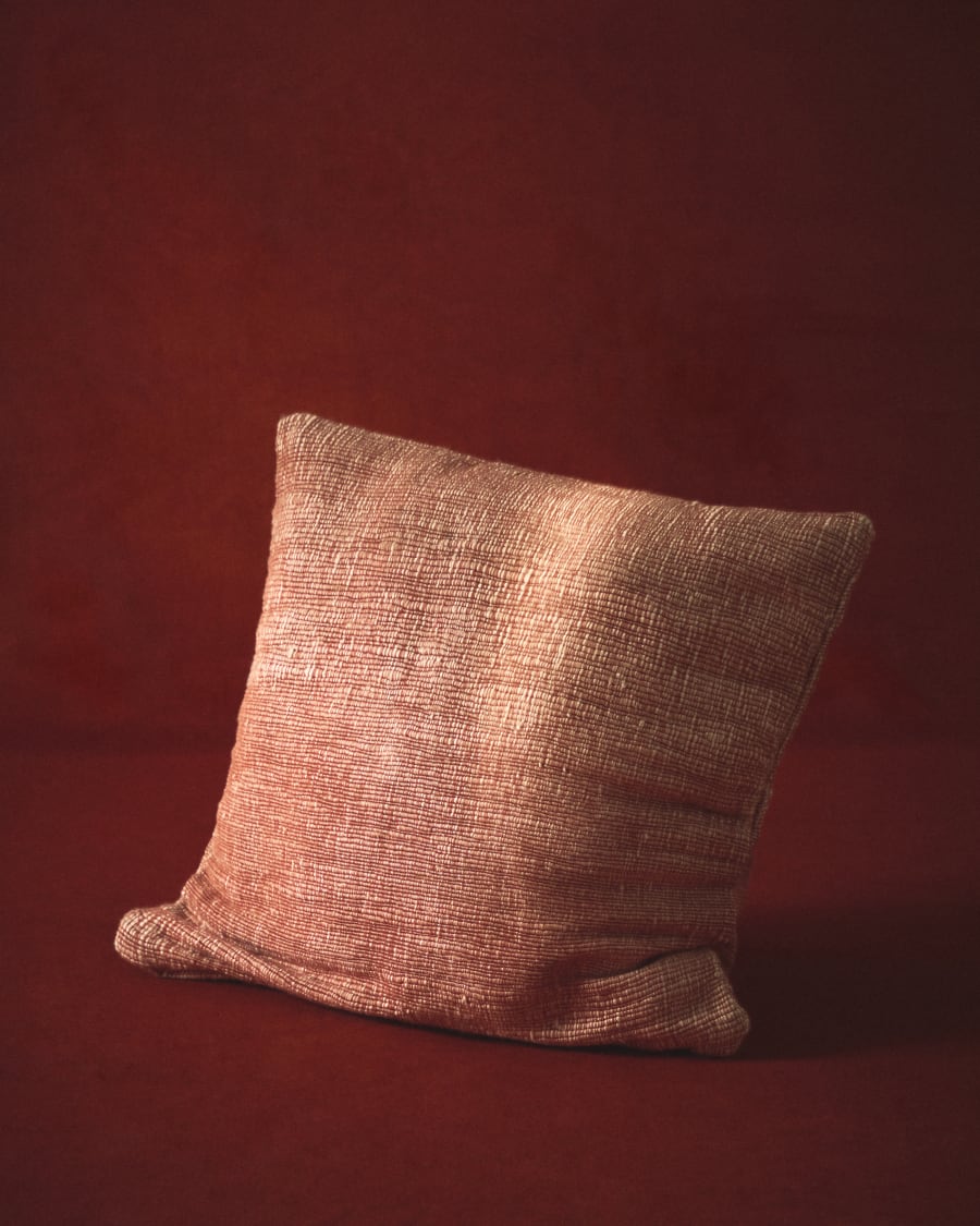 Machiel cushion cover in orange and white viscose jacquard 50 x 50 cm