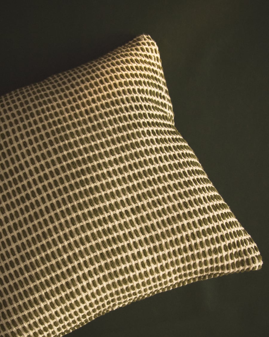 Housse de coussin Erelia 100 % coton jacquard vert 45 x 45 cm