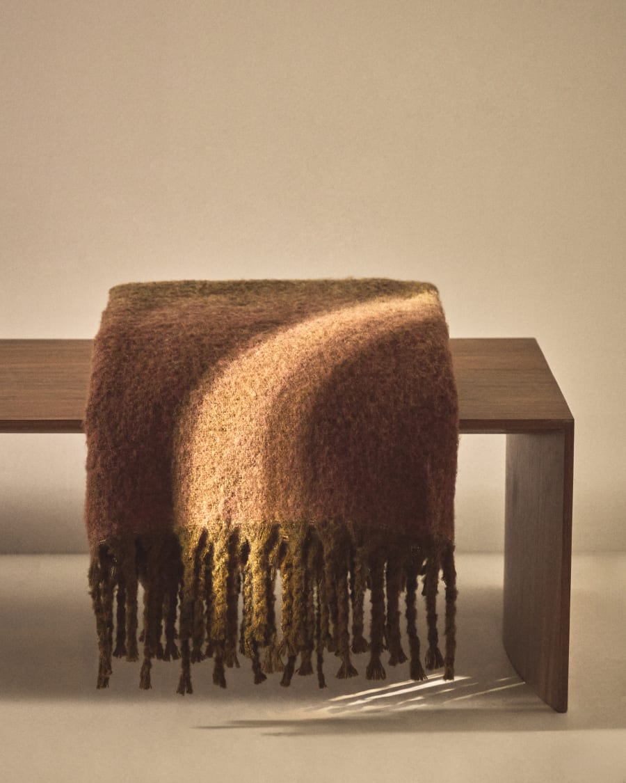 Coperta Elvori verde con frange 170 x 130 cm