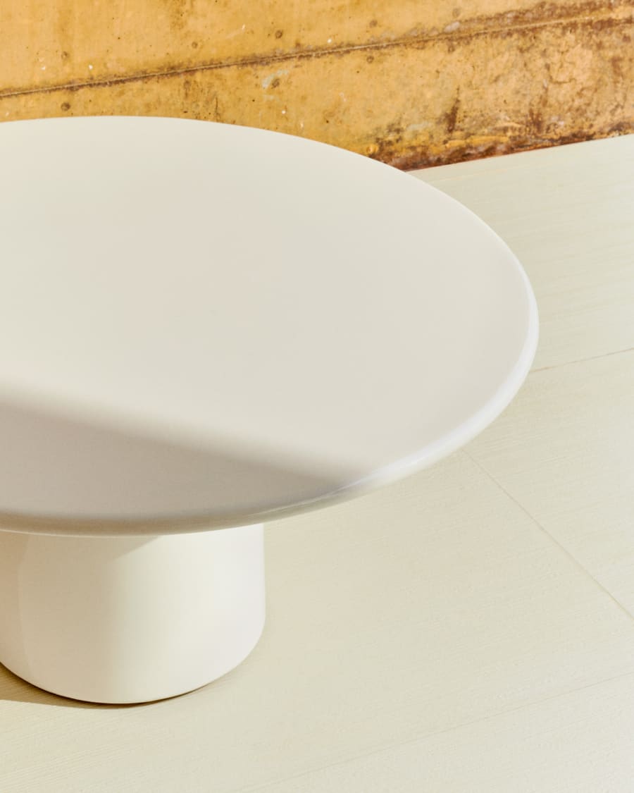 Albanella coffee table in cement with glossy white finish Ø85cm