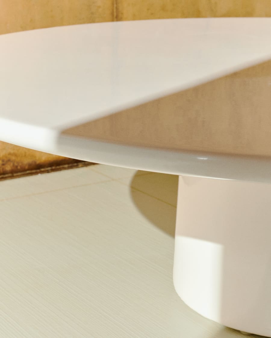 Albanella coffee table in cement with glossy white finish Ø110cm