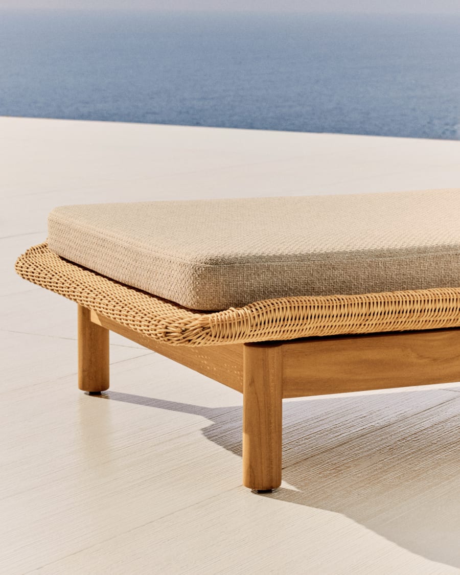 Galea sun lounger in FSC 100% solid teak wood and synthetic rattan