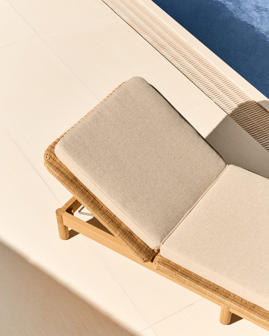 Galea sun lounger in FSC 100% solid teak wood and synthetic rattan