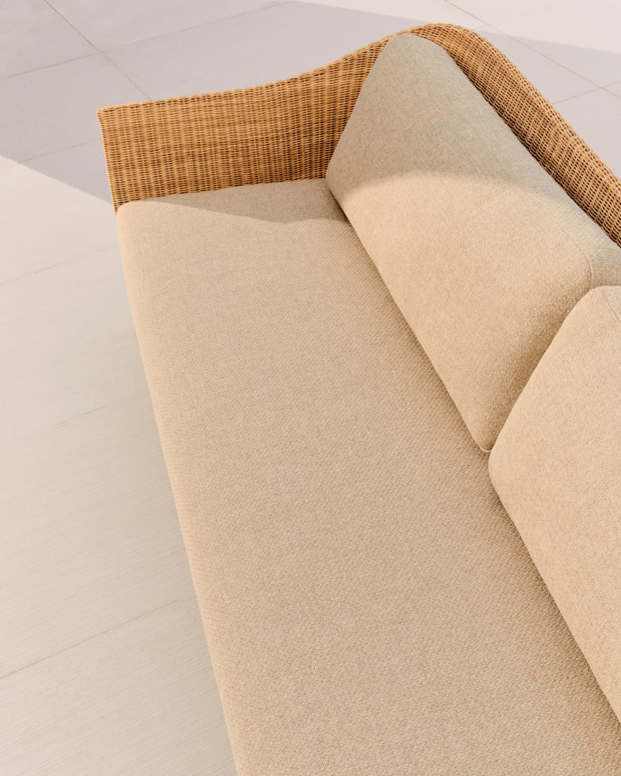 Galea 3-seater sofa in FSC 100% solid teak wood and synthetic rattan 223cm