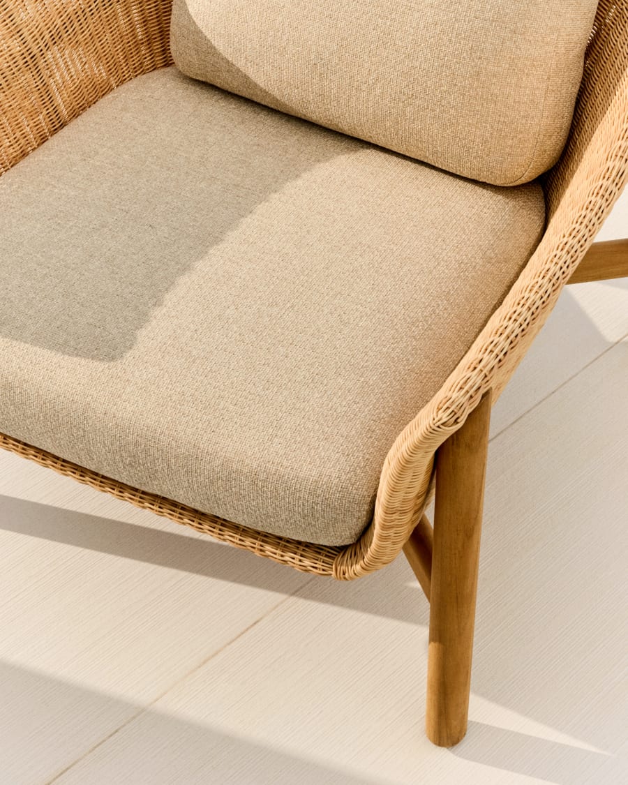 Galea armchair in FSC 100% solid teak wood and synthetic rattan