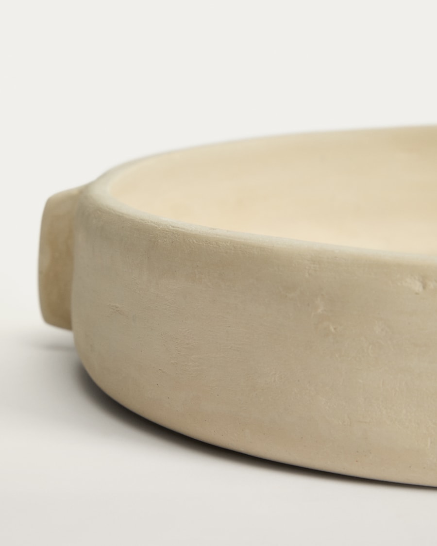 Mireni papier-mâché centrepiece beige Ø 31 cm