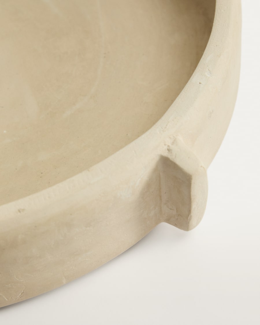 Mireni papier-mâché centrepiece beige Ø 31 cm