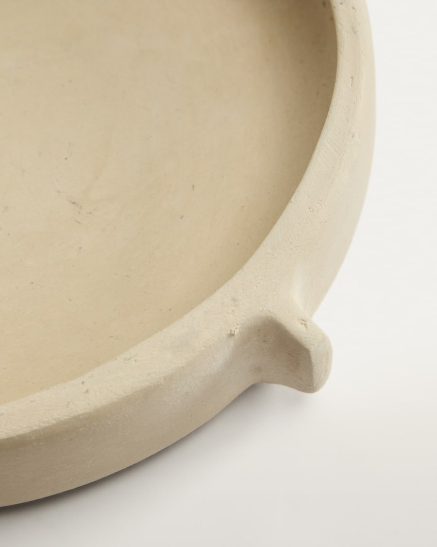 Mireni papier-mâché centrepiece beige Ø 22,5 cm