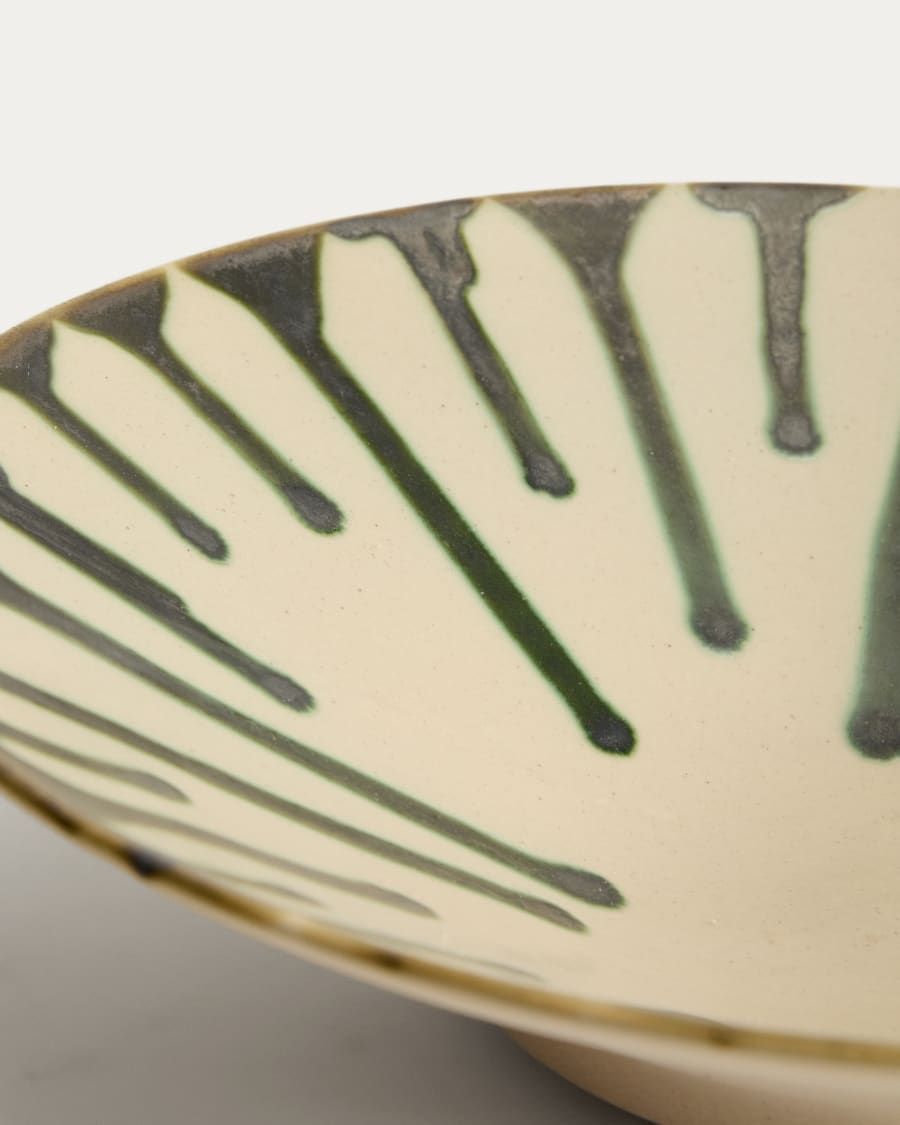 Olmera ceramic centrepiece in beige and green Ø 36.5 cm