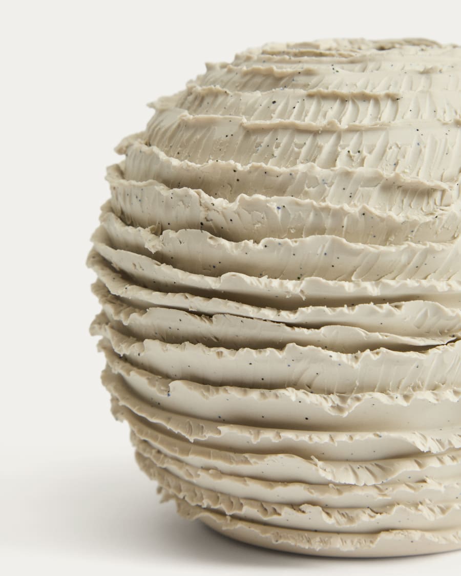 Vase Evania aus beigefarbener Keramik 15,5 cm