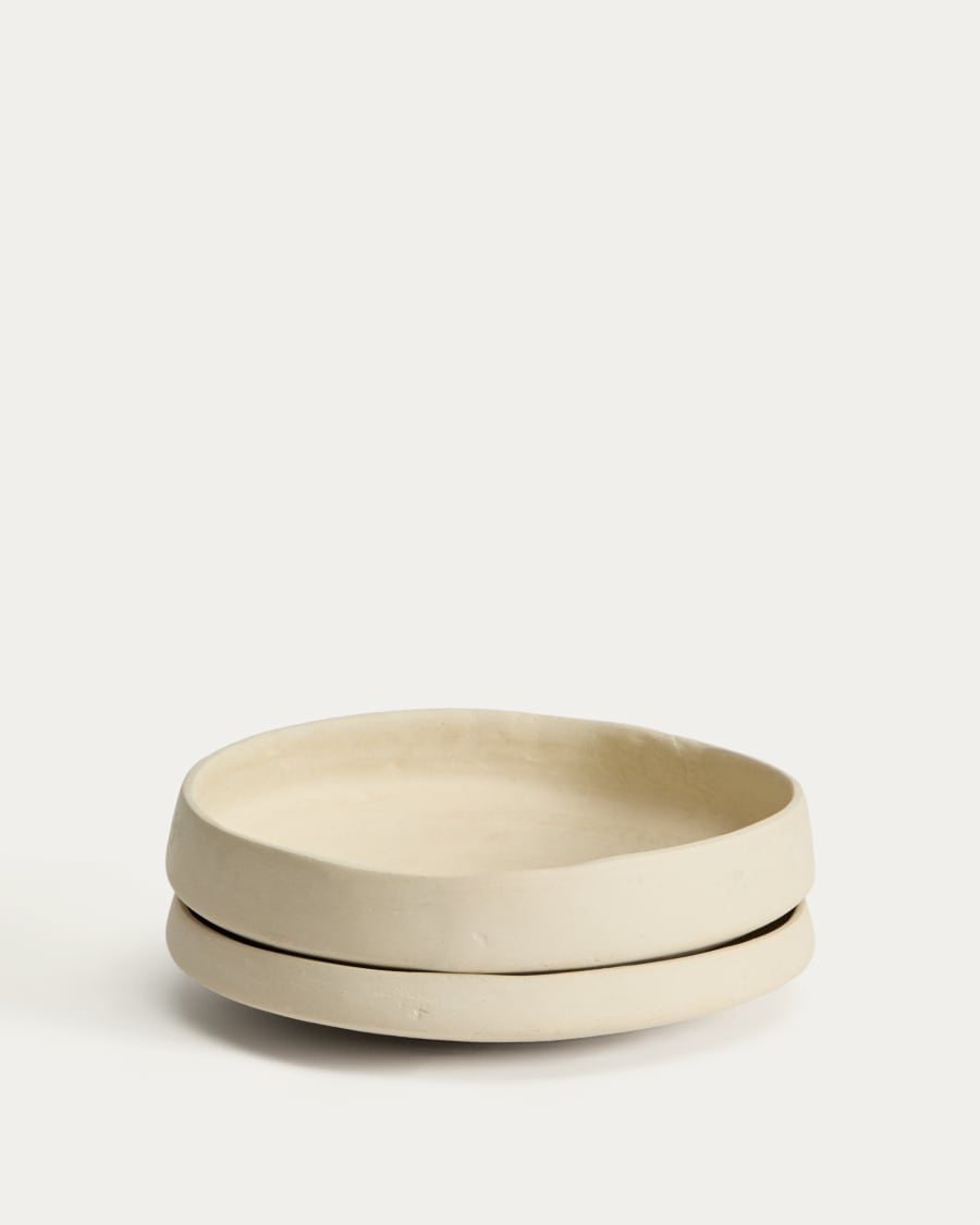 Mireni papier-mâché centrepiece beige Ø 29 cm
