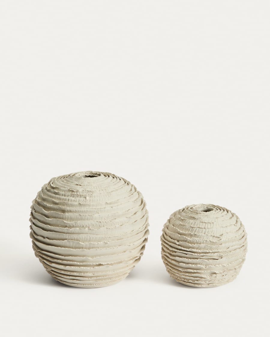 Vase Evania aus beigefarbener Keramik 15,5 cm