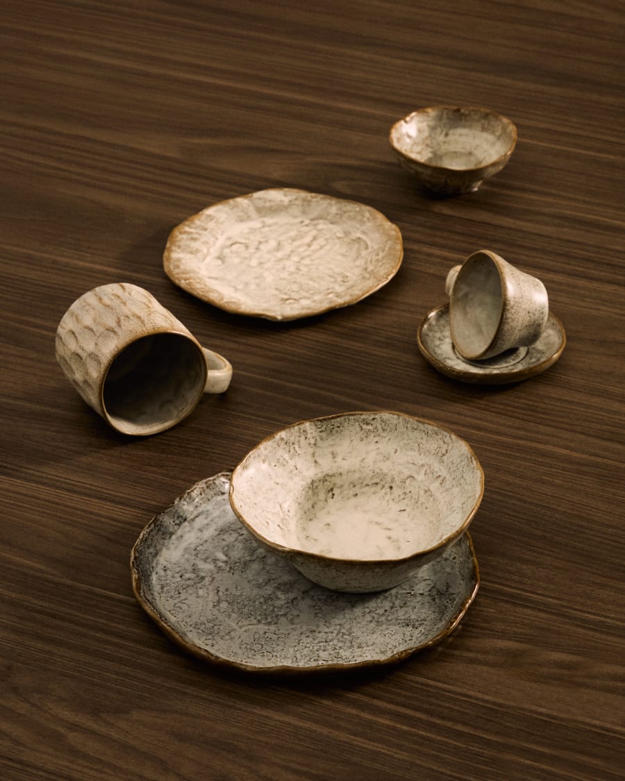Alenia deep plate in grey ceramic