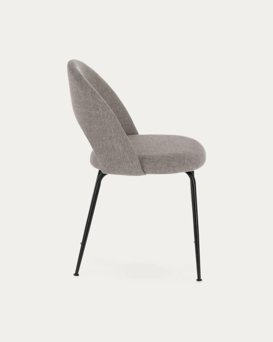 Mahalia dining chair in light grey with steel legs, with a black painted finish FSC 100%