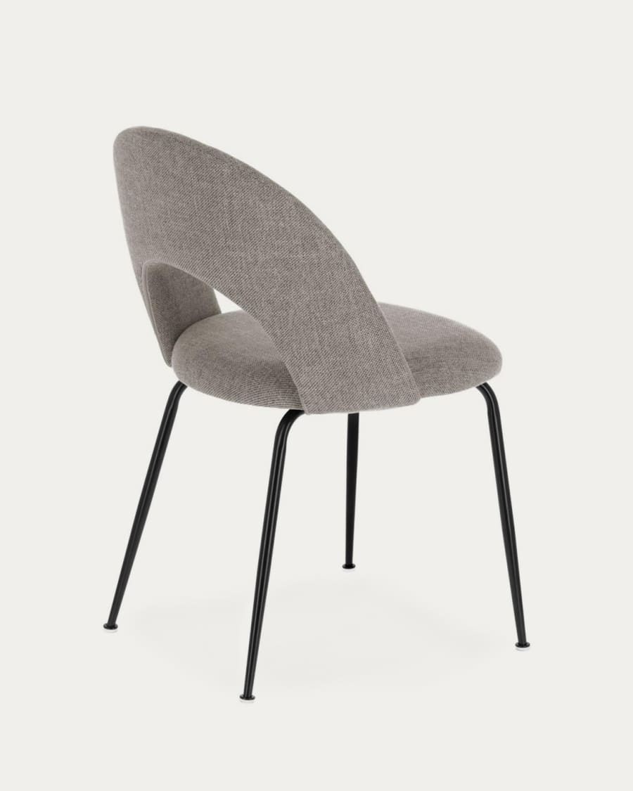 Mahalia dining chair in light grey with steel legs, with a black painted finish FSC 100%