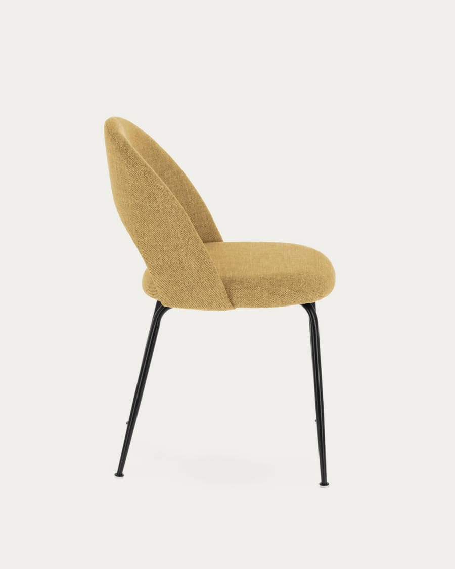 Mahalia dining chair in mustard with steel legs, with a black painted finish FSC 100%