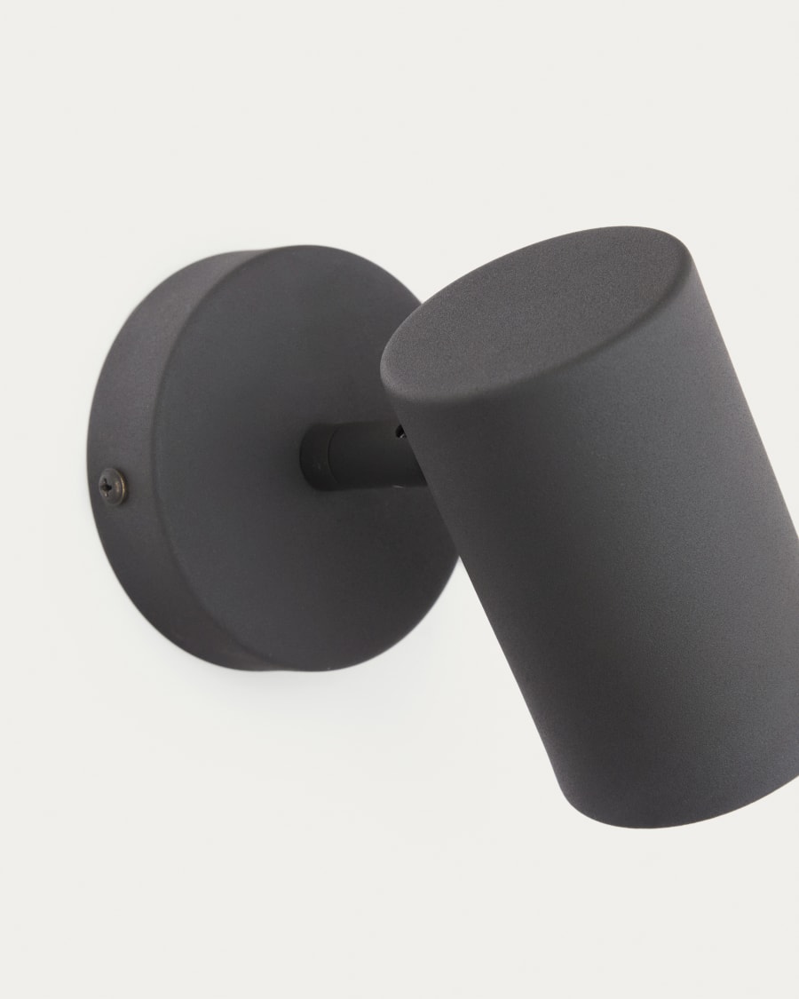 Manie metal wall-mounted light fixture with black cast-iron-effect finish