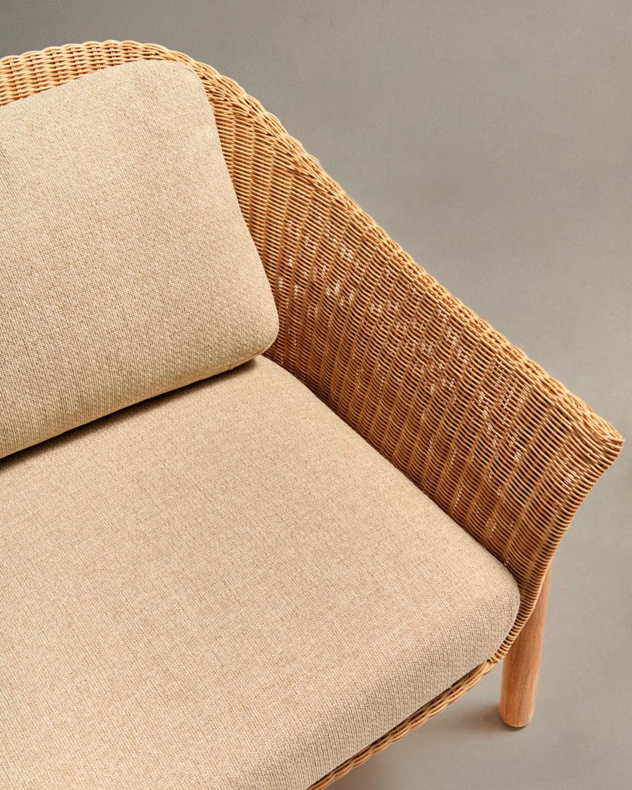 Galea 3-seater sofa in FSC 100% solid teak wood and synthetic rattan 223cm