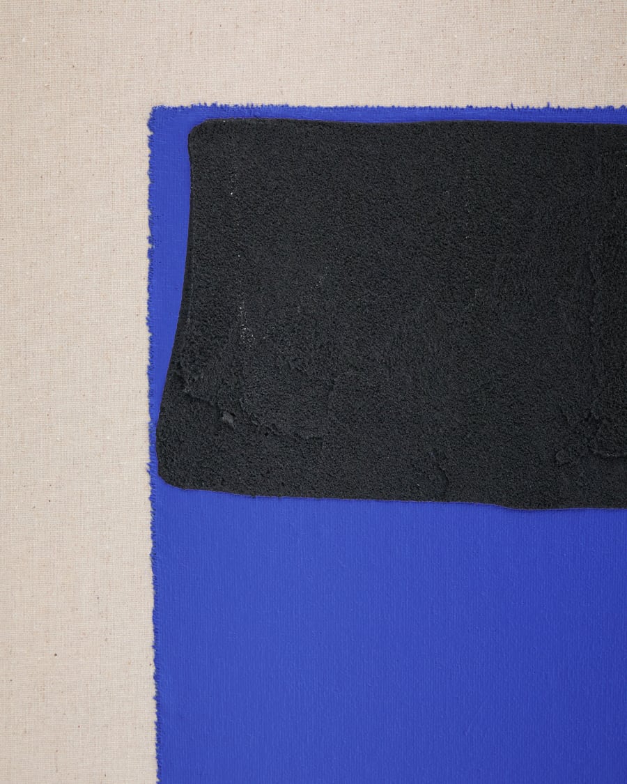 Zernu hand-painted blue and black linen abstract picture 120 x 77cm
