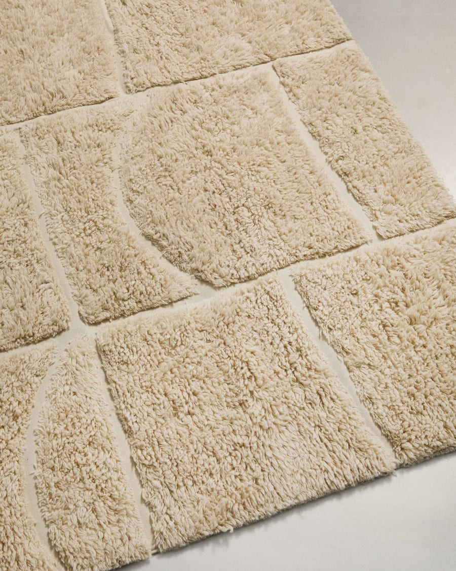 Nak ecru wool jacquard rug, 200 x 300 cm