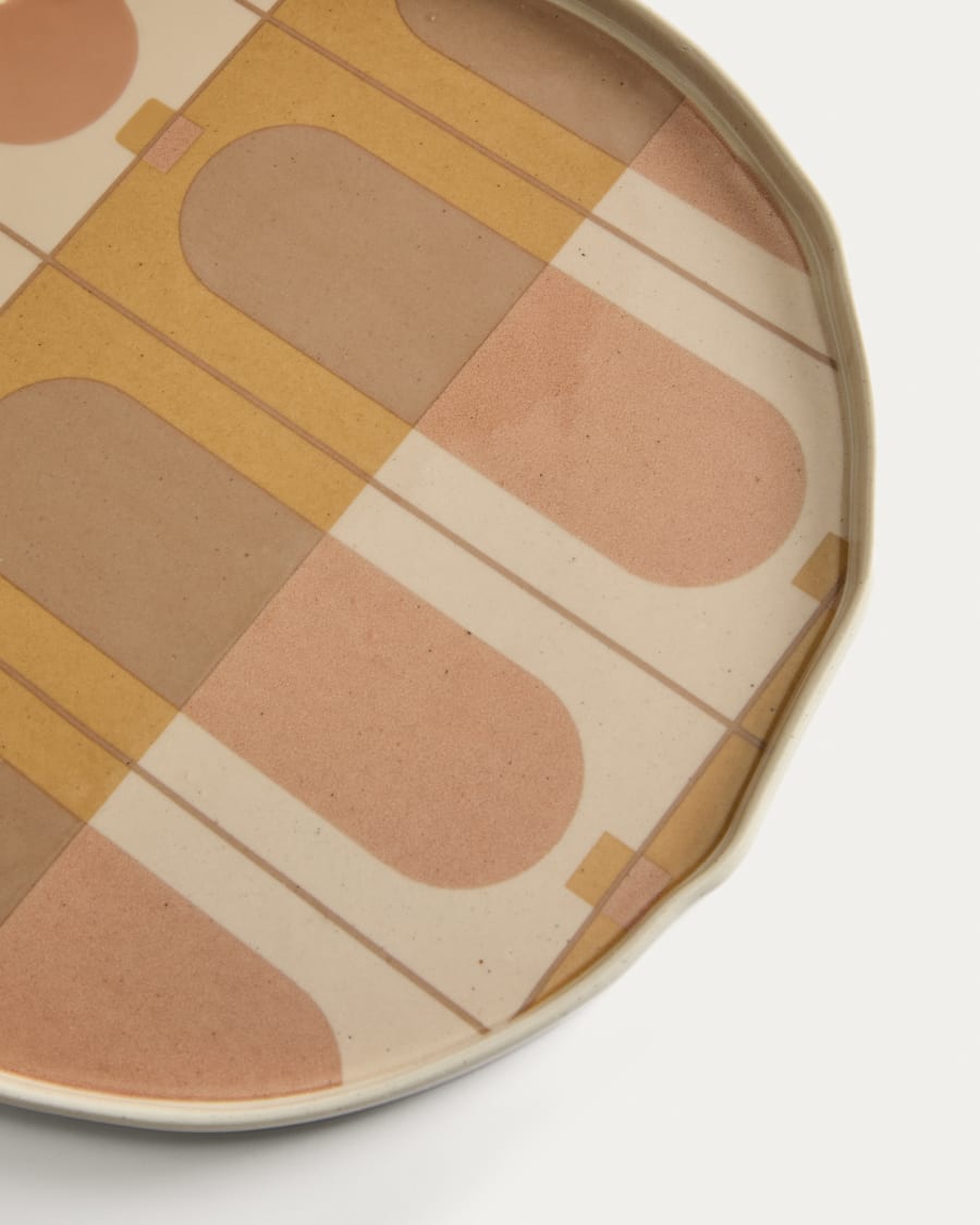 Piatto piano Julnet in ceramica beige