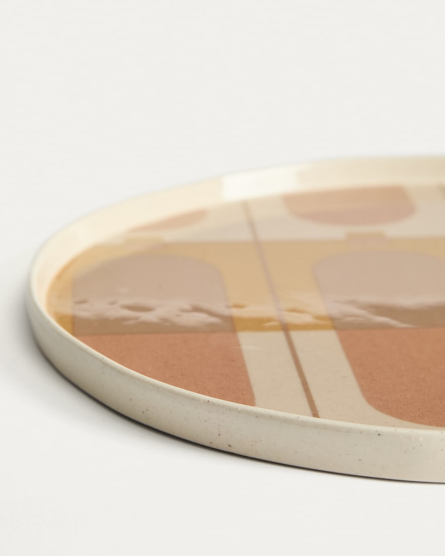 Piatto piano Julnet in ceramica beige