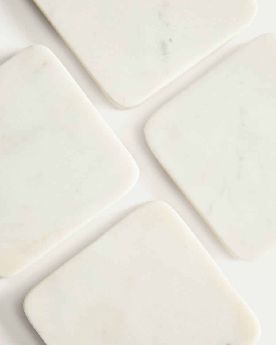 Ensemble de 4 sous-verres Nuvir en marbre blanc