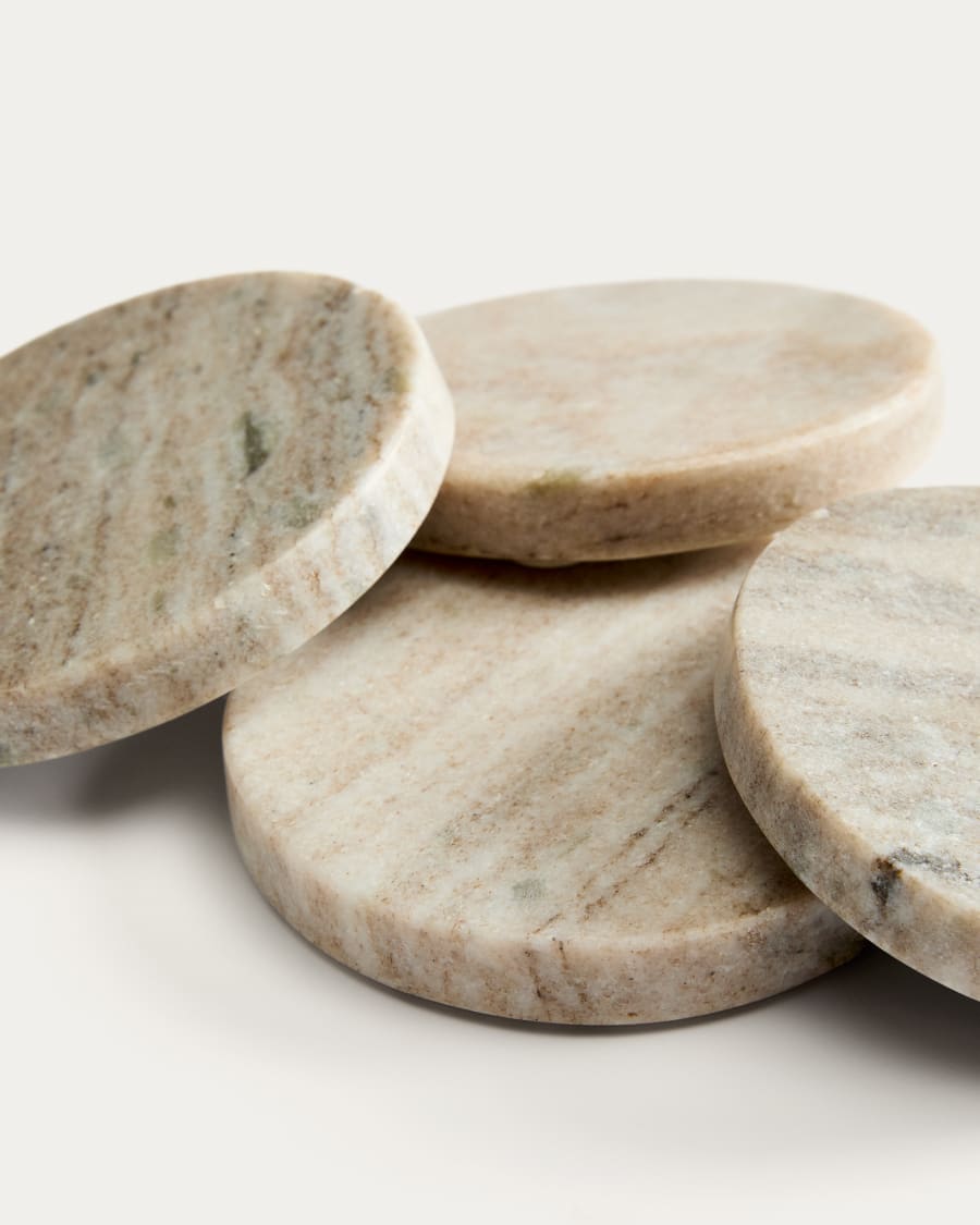 Zera set of 4 beige marble coasters