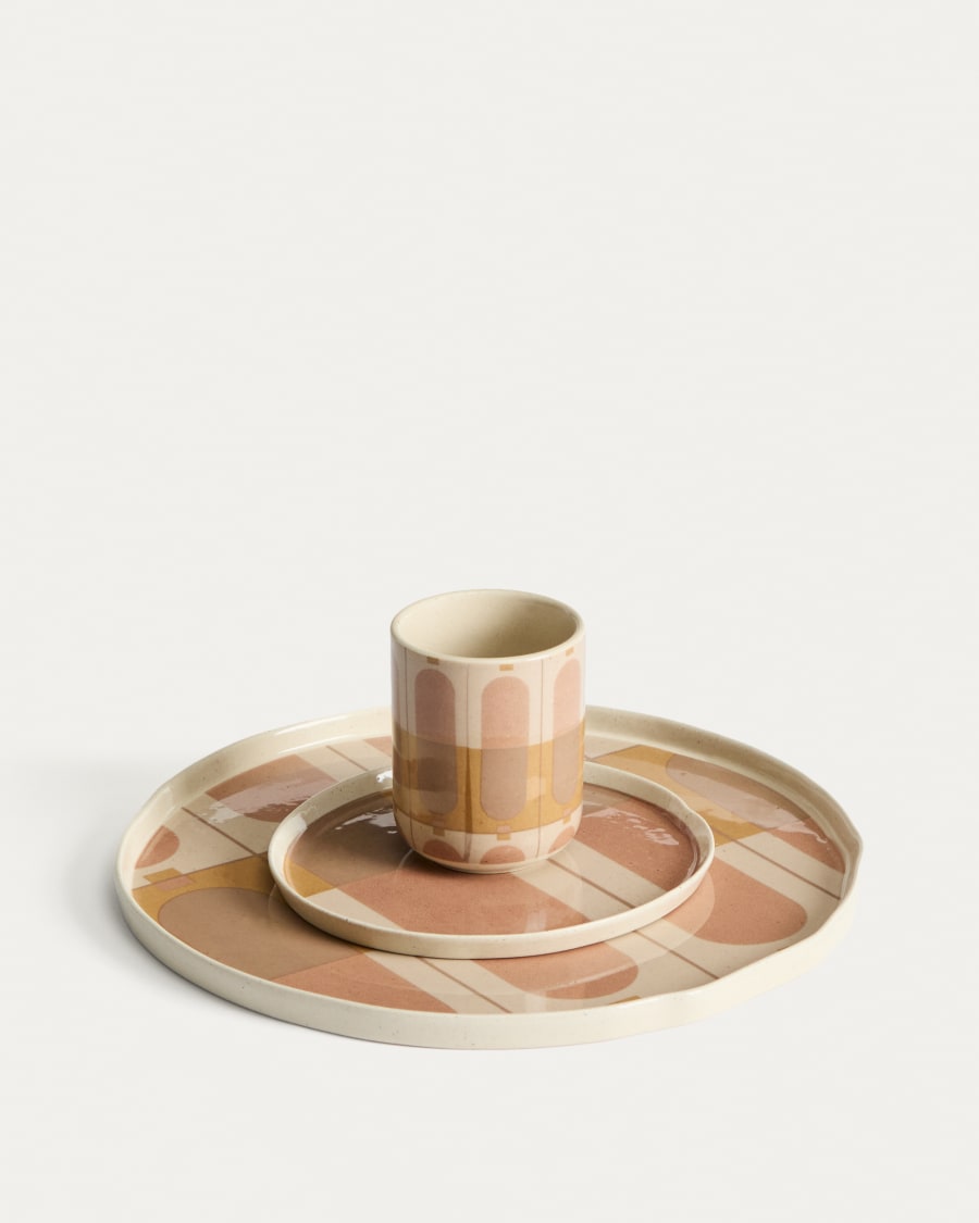 Piatto piano Julnet in ceramica beige