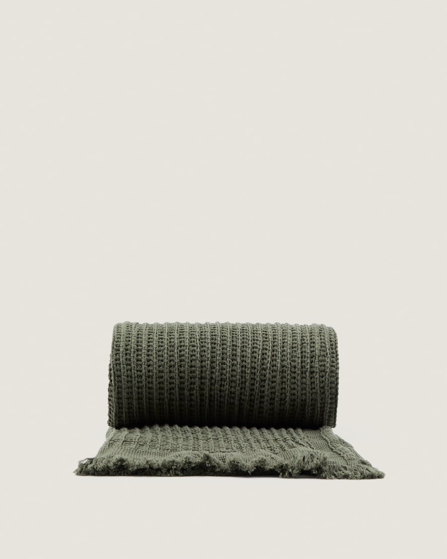 Coperta Nulina 100% cotone waffle verde 130 x 170 cm