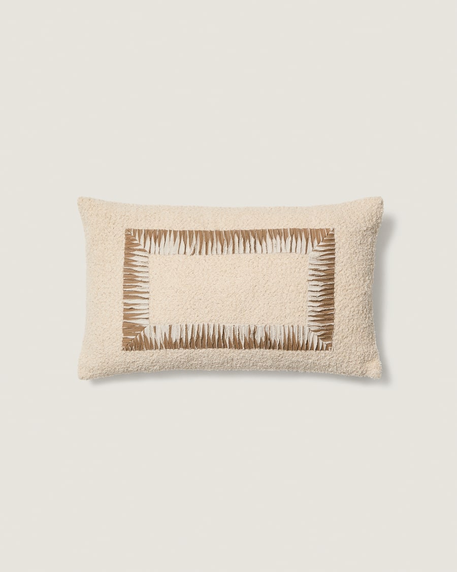Housse de coussin Enari en coton beige et marron 50 x 30 cm