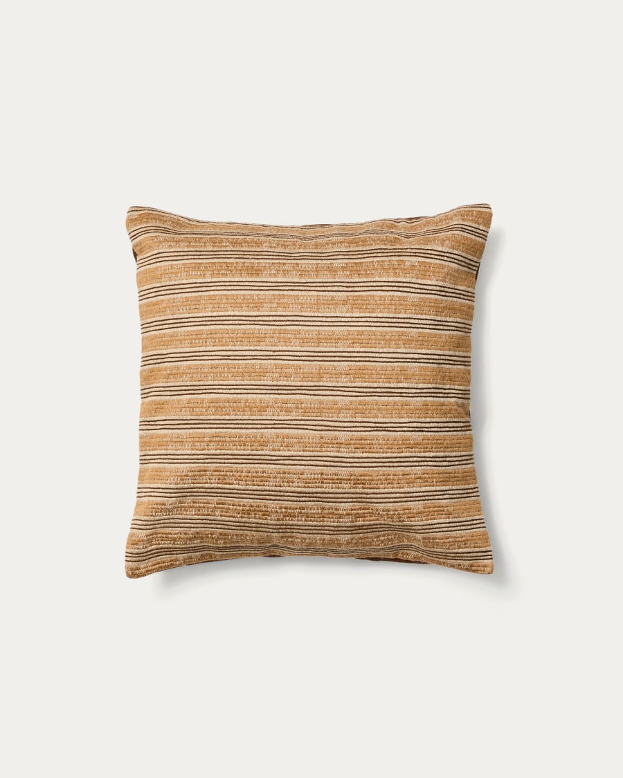 Kissenbezug Tavina aus 100 % Baumwolle in Braun mit Stickerei, 50 x 50 cm