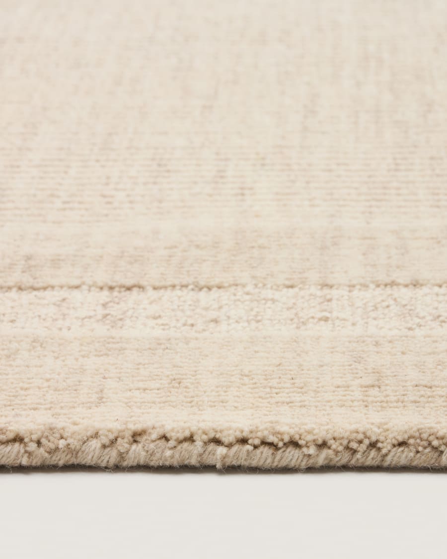 Wollteppich Dalena mit Jacquard-Streifenmuster, beige, 300 x 200 cm