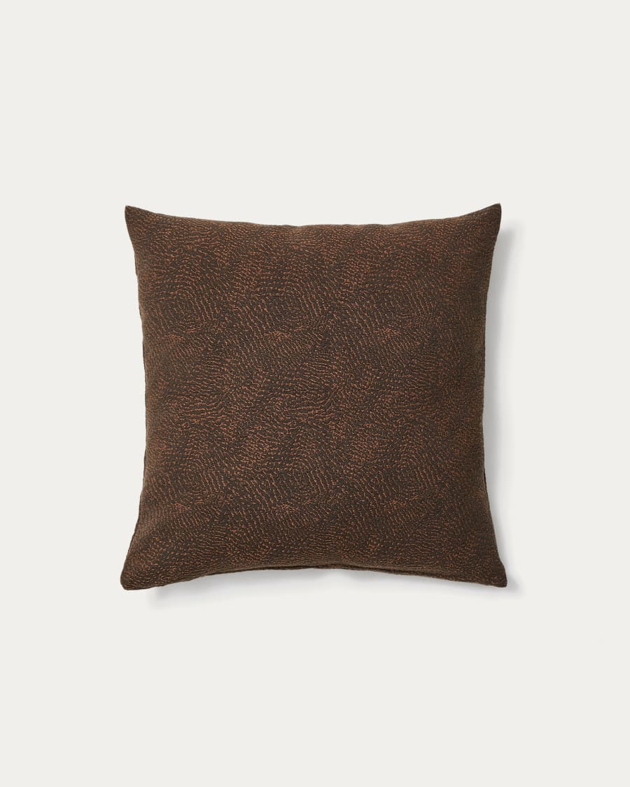 Housse de coussin Junie en jacquard de coton marron 50 x 50 cm