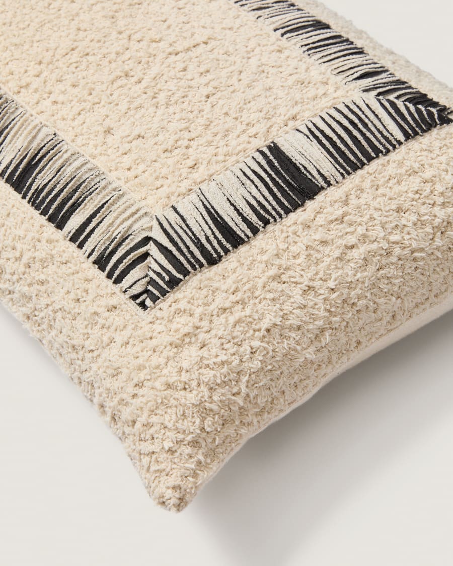 Housse de coussin Enari en coton beige et noir 50 x 30 cm