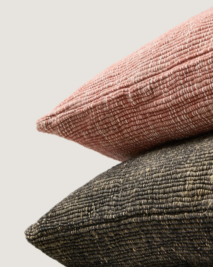 Machiel cushion cover in orange and white viscose jacquard 50 x 50 cm
