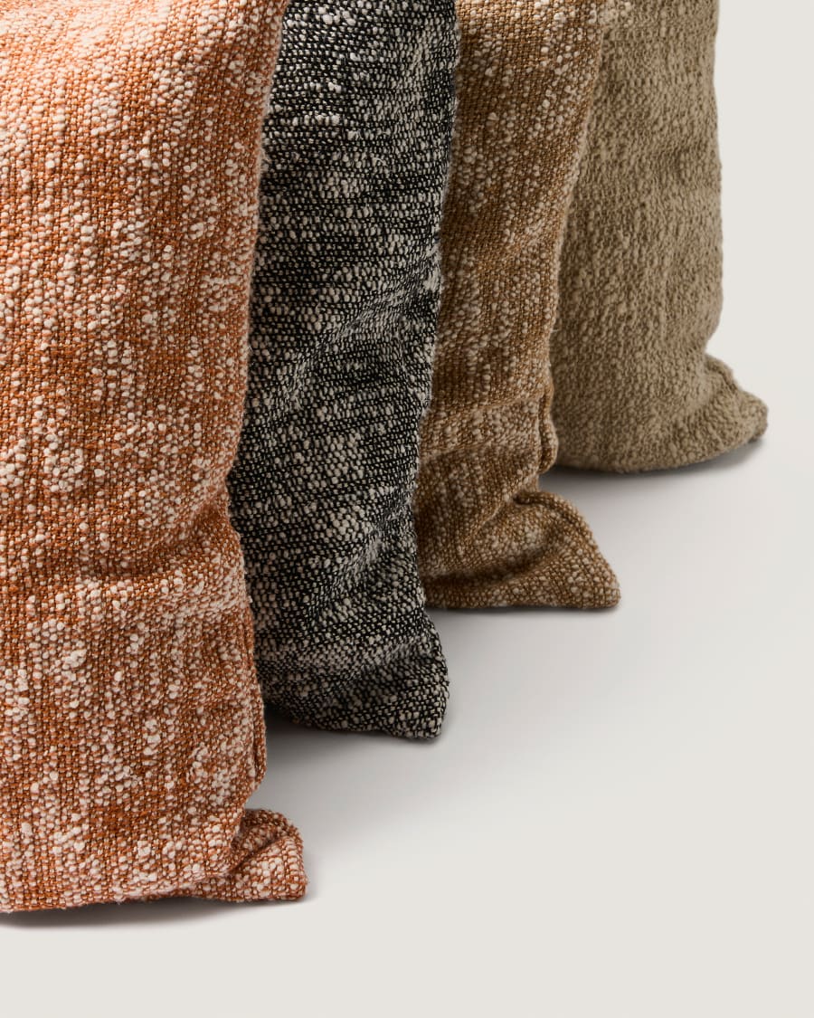 Mevia cushion cover in beige and orange linen blend 50 x 50 cm