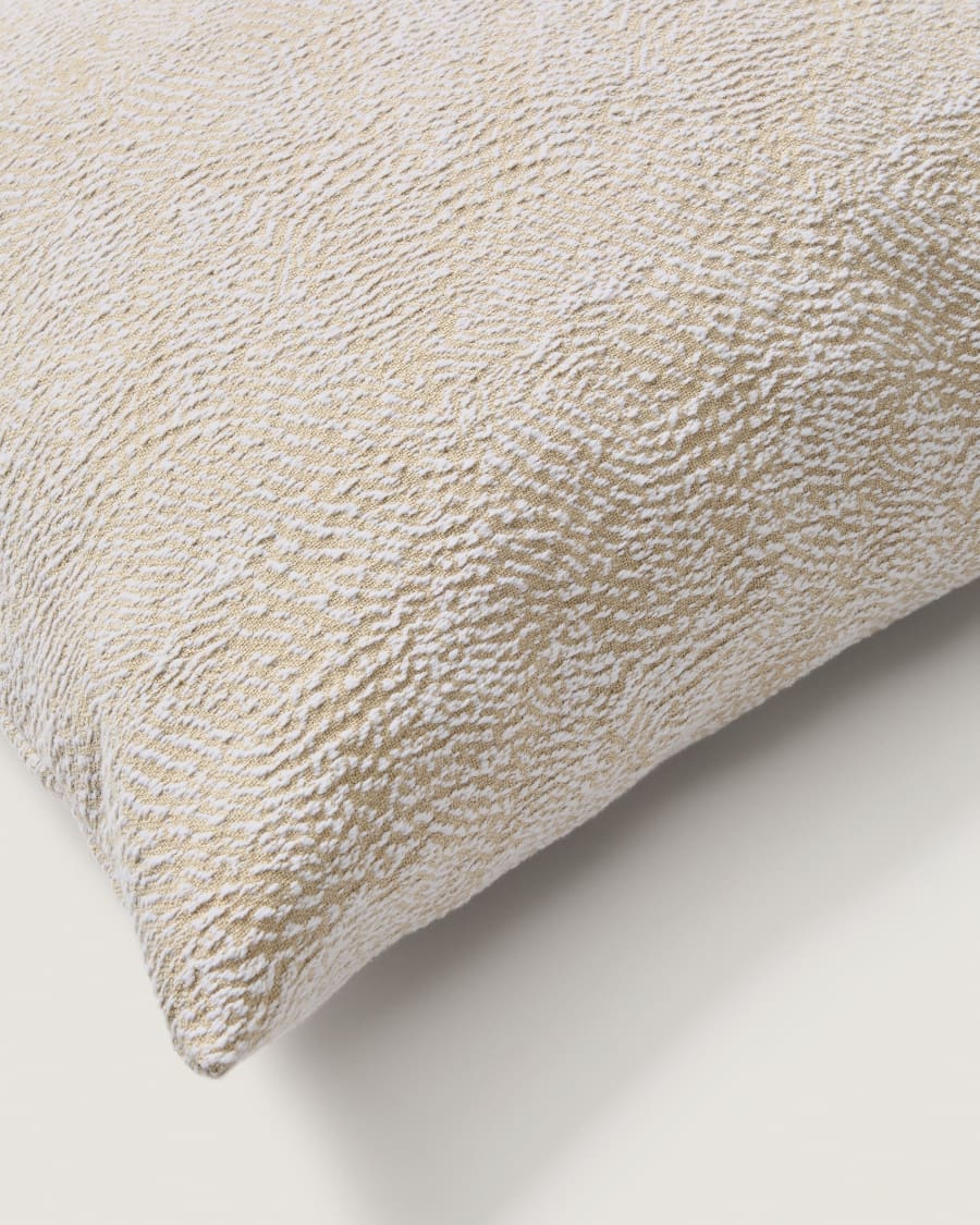 Housse de coussin Junie en jacquard de coton beige 50 x 50 cm