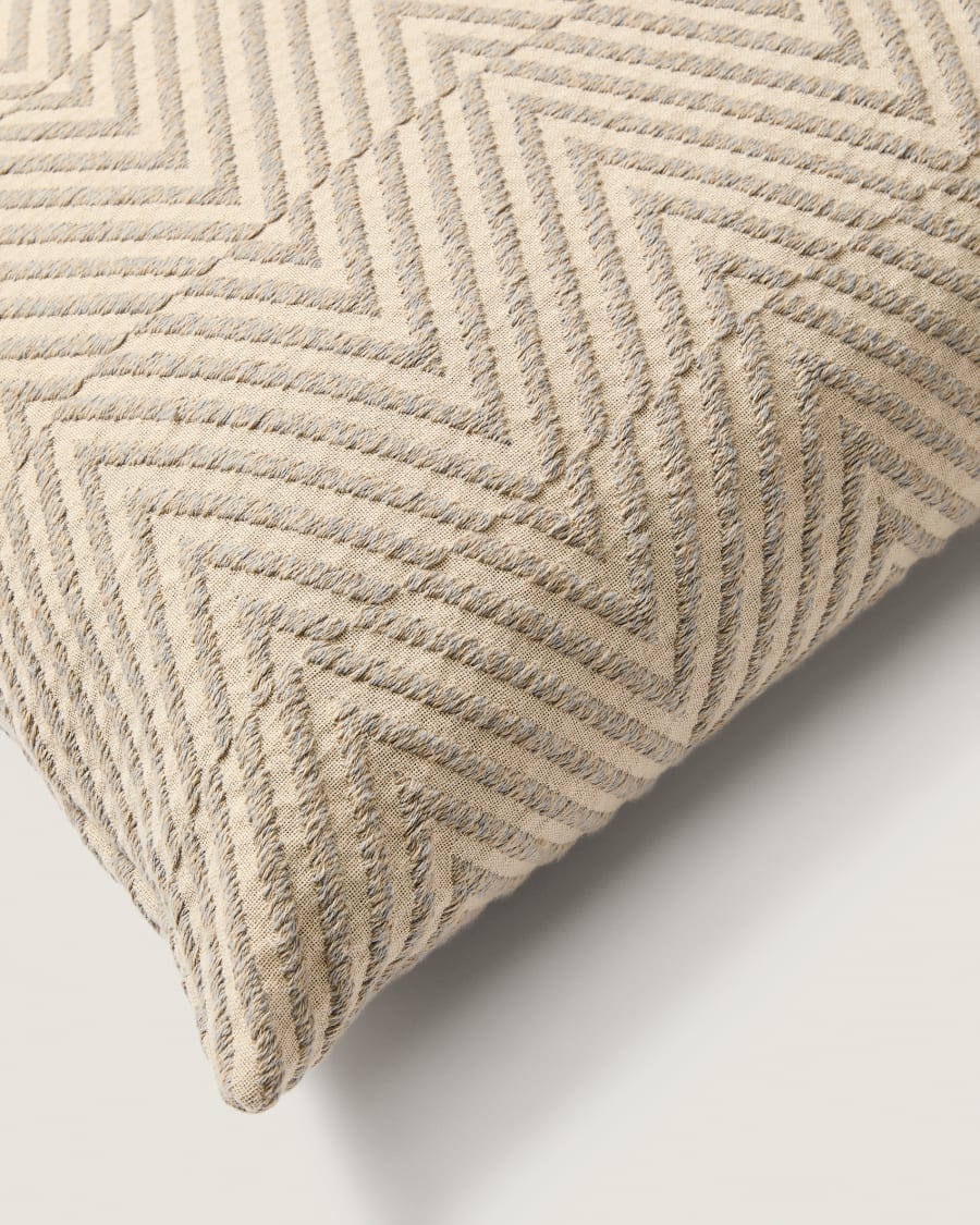 Housse de coussin Lunver en jacquard chevron écru 50 x 50 cm