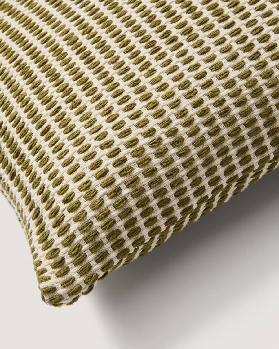 Housse de coussin Erelia 100 % coton jacquard vert 45 x 45 cm