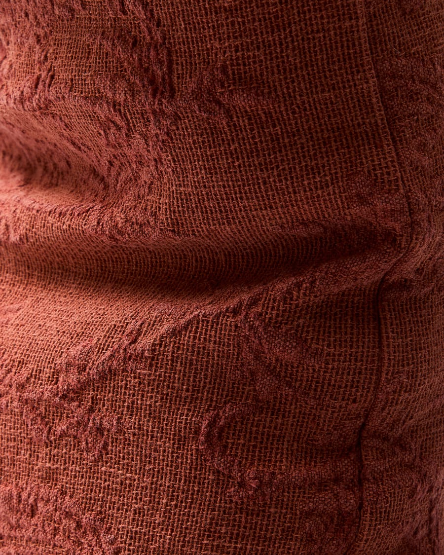 Velina cushion cover in red washed linen jacquard with floral design 30 x 50 cm